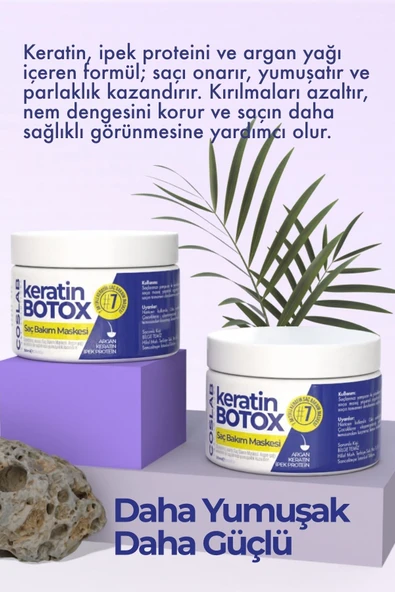 COSLAB Hair Botox Etkili Keratin, Argan ve İpek Proteinli Yoğun Saç Bakım Maskesi 300 ml - 4