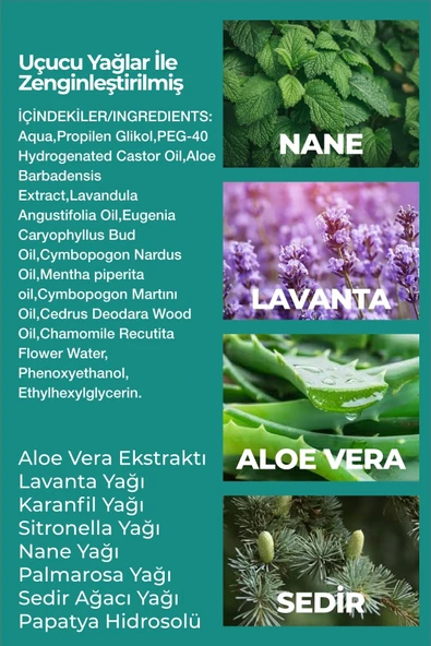 LEOSE BOTANICAL Kene Bit Sinek Ve Mikrop Kovucu Sprey Doğal Uçucu Yağlar Ve Hidrolatlar Karışımı Alkolsüz Parfümsüz - 5