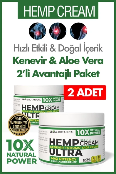 LEOSE BOTANICAL 2'li HempUltra Krem 100 ML | Kenevir Yağlı Kas, Eklem, Sırt, El ve Ayak Ağrısı Giderici Bakım Kremi