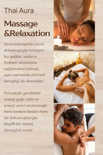 Thaialura 200ml Yenilebilir Portakallı Masaj Yağı Etkili Spa Masaj Yağı Rahatlatıcı Nemlendirici - 3