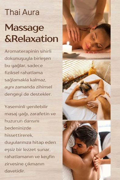Thaialura Thai Aura 200ml Yenilebilir Yaseminli Etkili Spa Masaj Yağı Rahatlatıcı Nemlendirici - 3