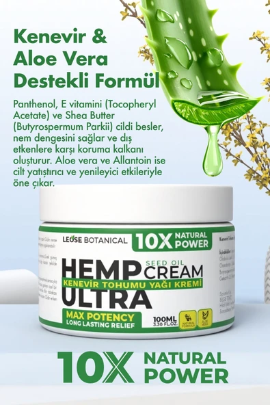 LEOSE BOTANICAL 2'li HempUltra Krem 100 ML | Kenevir Yağlı Kas, Eklem, Sırt, El ve Ayak Ağrısı Giderici Bakım Kremi - 4