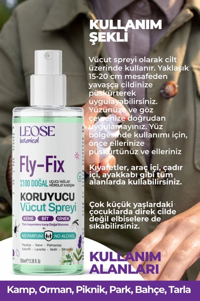 LEOSE BOTANICAL Kene Bit Sinek Ve Mikrop Kovucu Sprey Doğal Uçucu Yağlar Ve Hidrolatlar Karışımı Alkolsüz Parfümsüz - 4