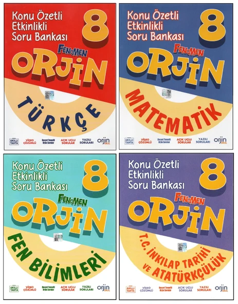 ORJİN 8. SINIF TÜRKÇE+MATEMATİK+FEN B.+İNKILAP KONU ÖZETLİ SORU BANKASI (4 KİTAP) ürün görseli