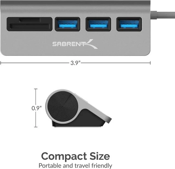 SABRENT 5'i 1 arada USB-C 3.0 ve SD Kart Okuyucu (HB-U3CR) - 4
