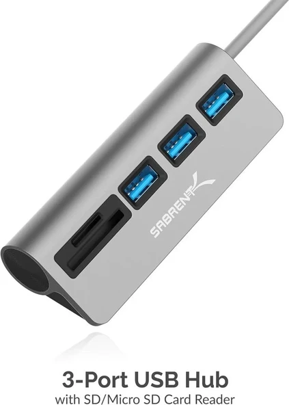 SABRENT 5'i 1 arada USB-C 3.0 ve SD Kart Okuyucu (HB-U3CR) - 3
