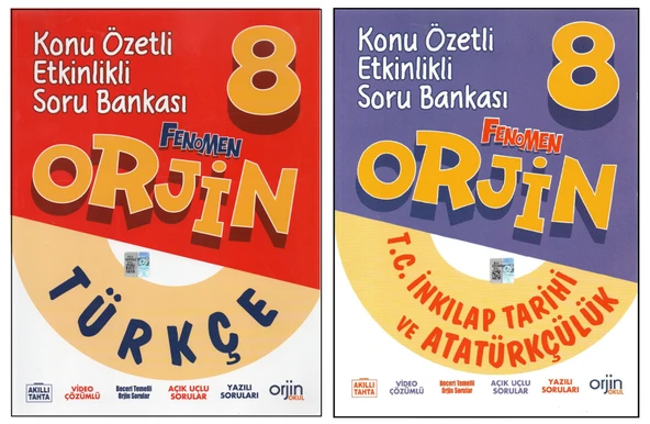 ORJİN 8. SINIF TÜRKÇE+İNKILAP KONU ÖZETLİ SORU BANKASI (2 KİTAP)