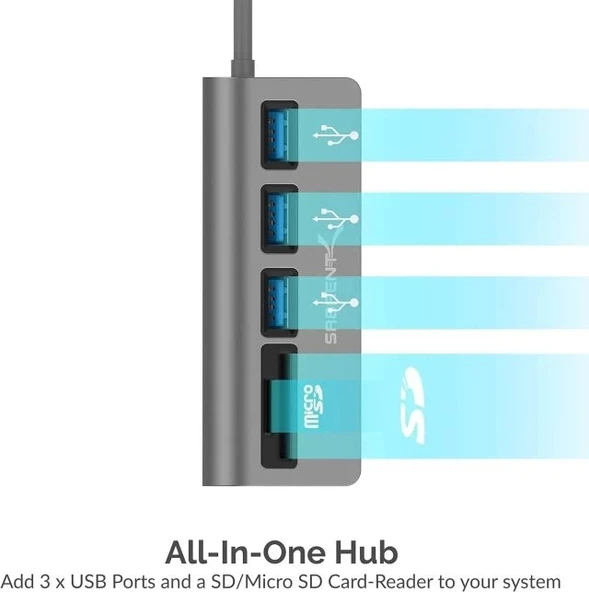 SABRENT 5'i 1 arada USB-C 3.0 ve SD Kart Okuyucu (HB-U3CR) - 6