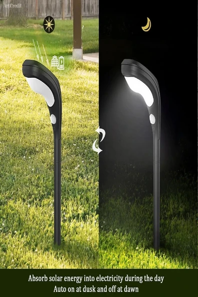 Solar Bahçe Aydınlatması Sensörlü, Su Geçirmez, Güneş Enerjili 2 Modlu 15m² Alan Etkili, 3 ADET - 6