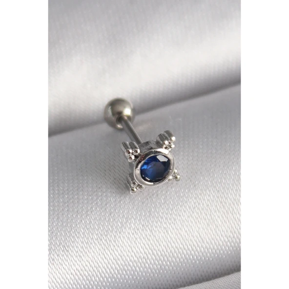 316l Çelik Gümüş Renk Mavi Zirkon Taşlı Tragus Piercing - Tj-pr1271 Tg-53-vice/(1395) 2360 ürün görseli 1