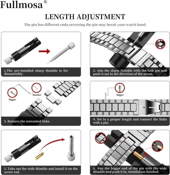 Fullmosa Hızlı Çıkarılan Metal Zincir Saat Kordonları - 7
