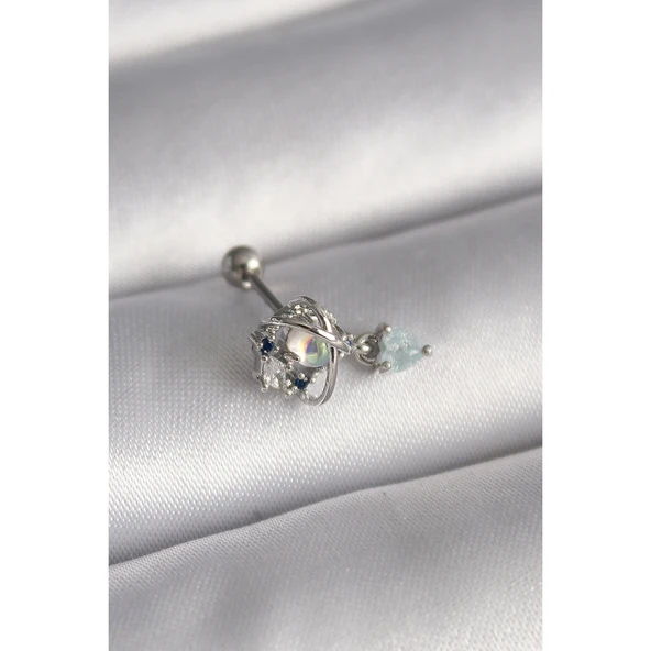 316l Çelik Gümüş Renk Zirkon Taşlı Sallantı Kalp Detay Tragus Piercing - Tj-pr1361 Tg-53-vice/(1395) 2410 ürün görseli 1