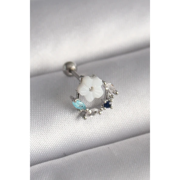 316l Çelik Gümüş Renk Zirkon Taş Detay Beyaz Çiçek Model Tragus Piercing - Tj-pr1359 Tg-53-vice/(1395) 2409 ürün görseli 1