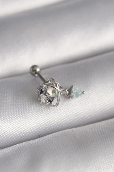 316l Çelik Gümüş Renk Zirkon Taşlı Sallantı Kalp Detay Tragus Piercing - Tj-pr1361 Tg-53-vice/(1395) 2410 - Resim 3