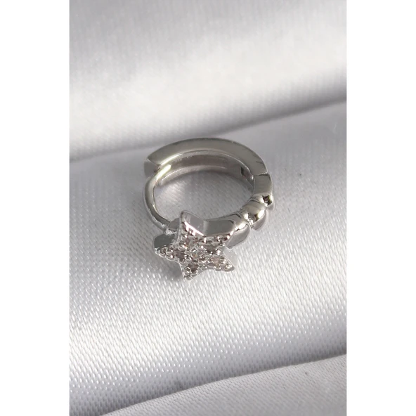 316l Çelik Gümüş Renk Zirkon Taşlı Yıldız Model Tragus Piercing - Tj-pr1333