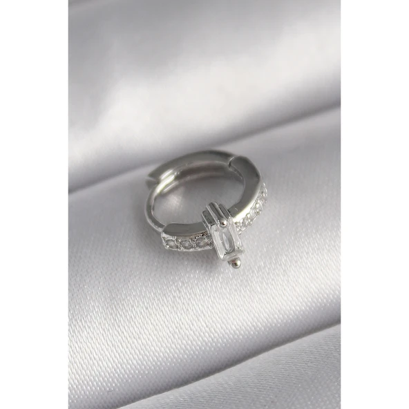 316l Çelik Gümüş Renk Zirkon Taşlı Tragus Piercing - Tj-pr1307