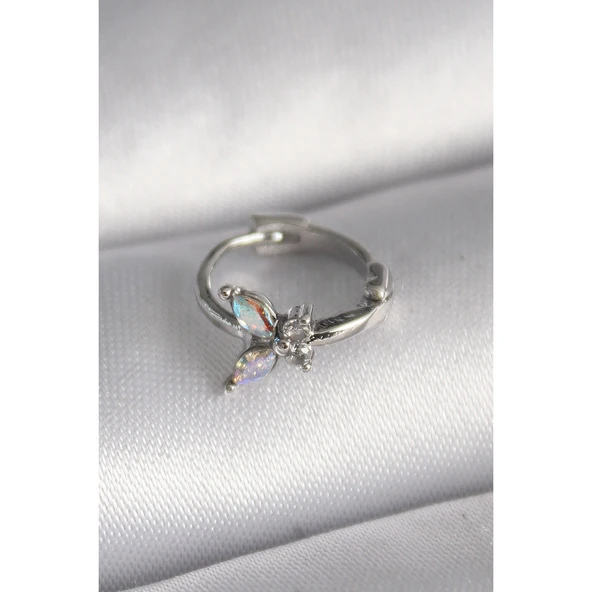 316l Çelik Gümüş Renk Zirkon Taşlı Kelebek Model Tragus Piercing - Tj-pr1327