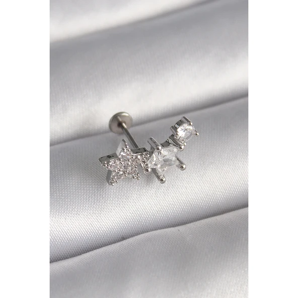 316l Çelik Gümüş Renk Zirkon Taşlı Yıldız Model Tragus Piercing - Tj-pr1339 Tg-53-vice/(1395) 2399 ürün görseli 1