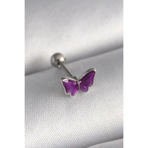 316l Çelik Gümüş Renk Mor Kelebek Model Tragus Piercing - Tj-pr1287 Tg-53-vice/(1395) 2375 ürün görseli 1