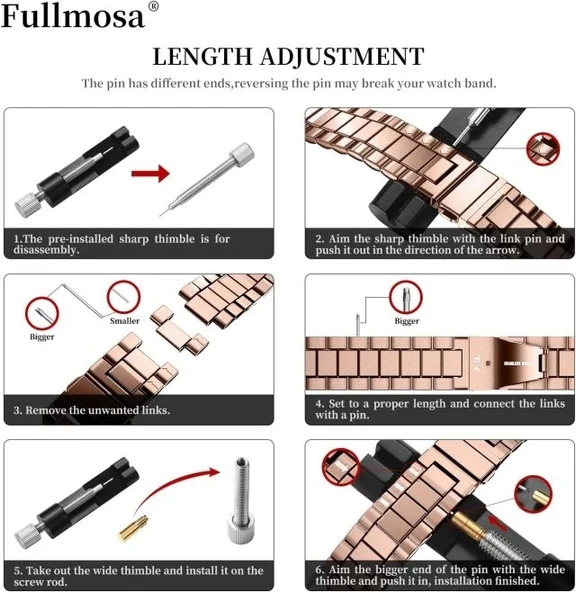 Fullmosa Hızlı Çıkarılan Metal Zincir Saat Kordonları - 7