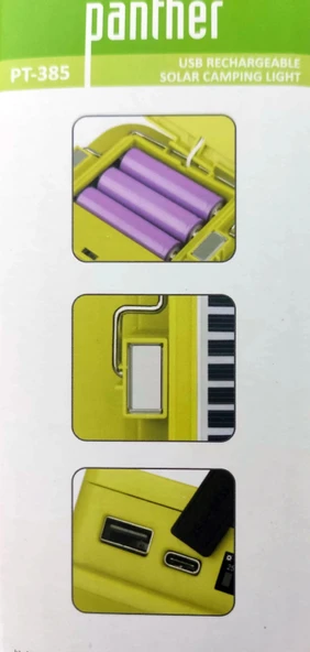 PANTHER Taşınabilir USB Type-C Şarjlı Solar Şarjlı Led Kamp Armatür Lambası 3000K-4000K-6400K Fonksiyonlu - 5