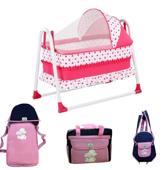 Magna Kids MAGNAKIDS Bebek Beşik ve Taşıma Seti Sepet Beşik Portbebe Kanguru Bakım Çantası Seti Sallanır Sepet Beşik - 5