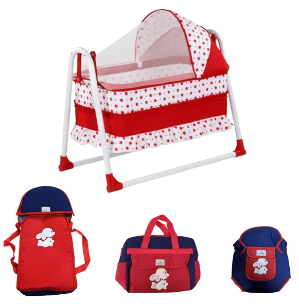 Magna Kids MAGNAKIDS Bebek Beşik ve Taşıma Seti Sepet Beşik Portbebe Kanguru Bakım Çantası Seti Sallanır Sepet Beşik - 3