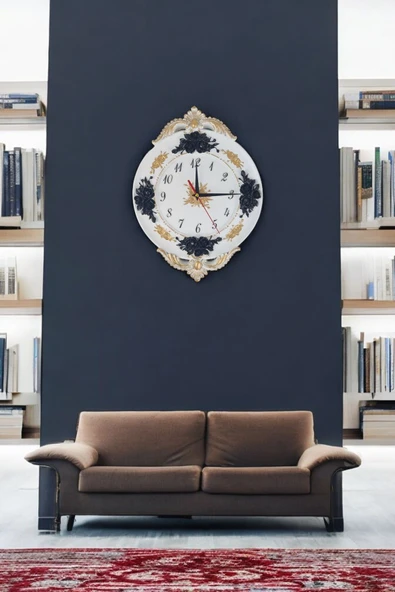 AYDİZAYN Klasik Polyester Güllü Duvar Saati