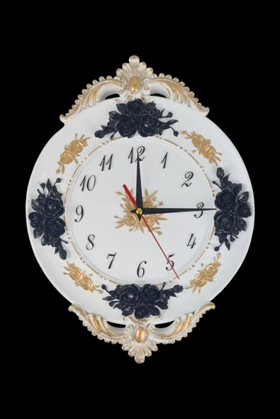 AYDİZAYN Klasik Polyester Güllü Duvar Saati - 2
