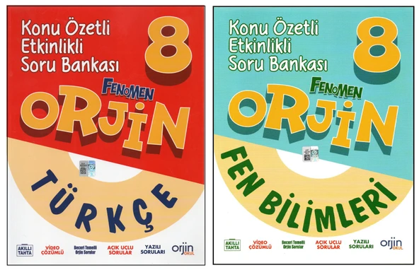 ORJİN 8. SINIF TÜRKÇE+FEN BİLİMLERİ KONU ÖZETLİ SORU BANKASI (2 KİTAP)