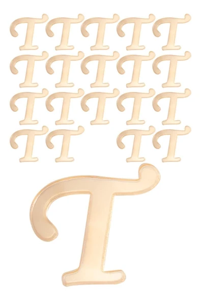 YENİ HEDİYELİK DÜNYAM 20 Adet Karışık Pleksi Harf 4cm Gold