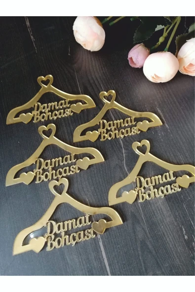 SG TASARIM Kişiye Özel Tasarım Pleksi Damat Bohçası Yazısı Bohça Süsü Gold(5 ADET) - 2