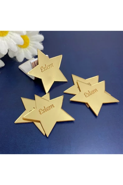 Bebek Çikolatası Yıldız Model - Altın Renk Pleksi Yapışkanlı Bebek Hediyelik - 30 Adet
