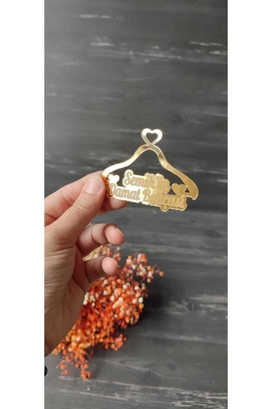 hoby shop Pleksi Damat Bohçası Yazısı Isme Özel Gold(5 Adet) - 2
