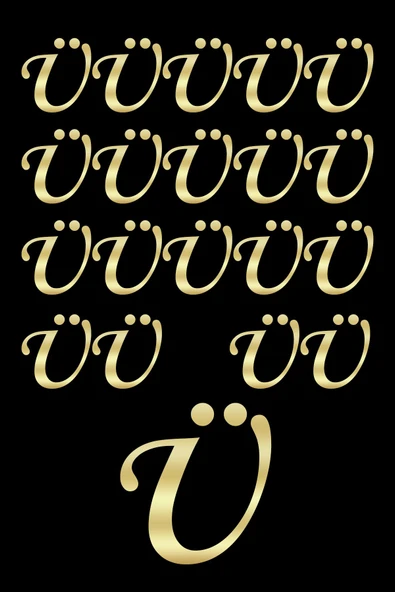 AYDİZAYN (Ü) 20 Adet Karışık Pleksi Harf 4cm Gold