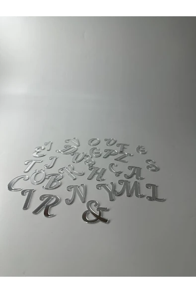 Gündoğan Kristal Pleksi Alfabe Harfler ( Tüm Alfabe ) Yapışkanlı Gümüş Renk 3 Cm - 3