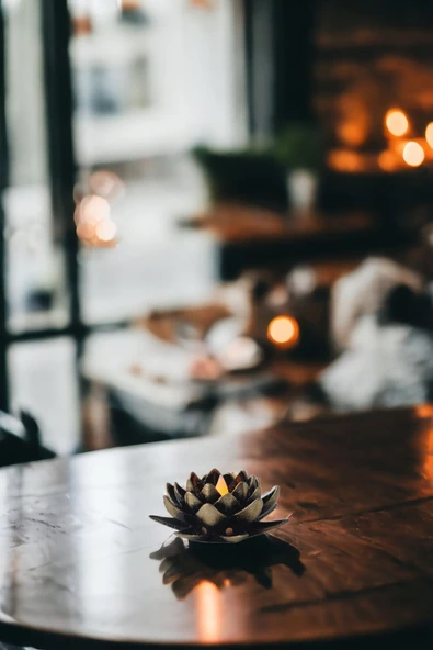 AYDİZAYN Dekoratif Lotus Led Mumluk - Pilli Tealight Mum Hediyeli - 2