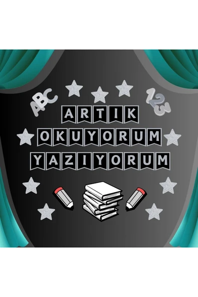 Ti PlayARTIK OKUYORUM YAZIYORUM PANO SÜSÜ EL PANKARTI SET - 1
