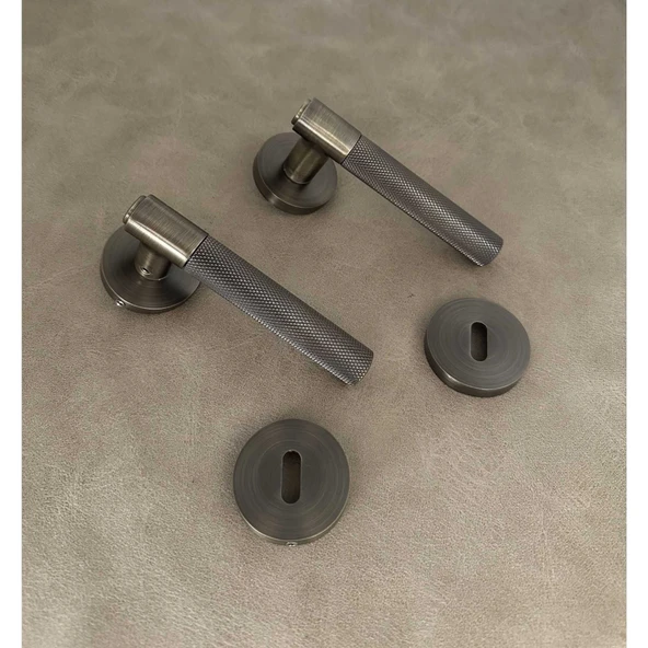 Rivax Meta Antik Sarı Zamak Yuvarlak Rozetli Oda Kapı Kolu 1 Takım - Resim 2