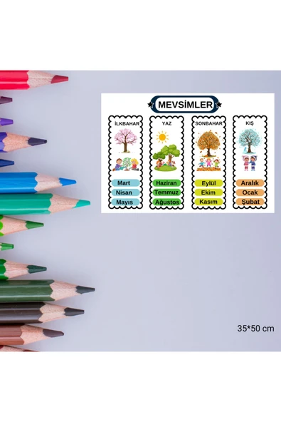 Ti PlayMevsim Eğitici Tablo 35x50 cm Bristol Baskı 01 - 2