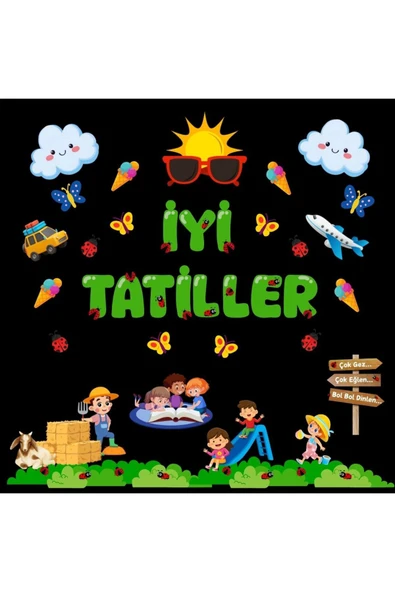 Ti PlayİYİ TATİLLER KARNE GÜNÜ PANO SÜSÜ 01 (EL PANKARTI HEDİYELİ) - 1