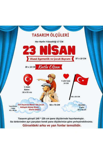 Ti Play23 NİSAN ULUSAL EGEMENLİK VE ÇOCUK BAYRAMI PANO SÜSÜ - 3