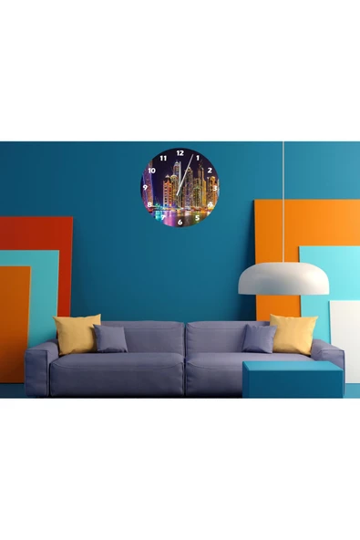 Ti PlayTİ-PLAY IŞILDAYAN KULELER 30X30CM AKRİLİK DEKORATİF MODERN DUVAR SAATİ - 1