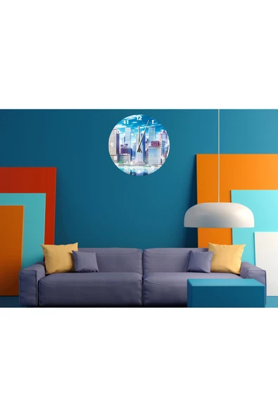 Ti PlayTİ-PLAY GÖKDELENLER VE BULUTLAR 30X30CM AKRİLİK DEKORATİF MODERN DUVAR SAATİ - 1