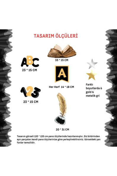 Ti PlayOkuma Bayramı Pano Süsü ( Artık okuyorum, yazıyorum yazılı)  Siyah - Sarı - 3