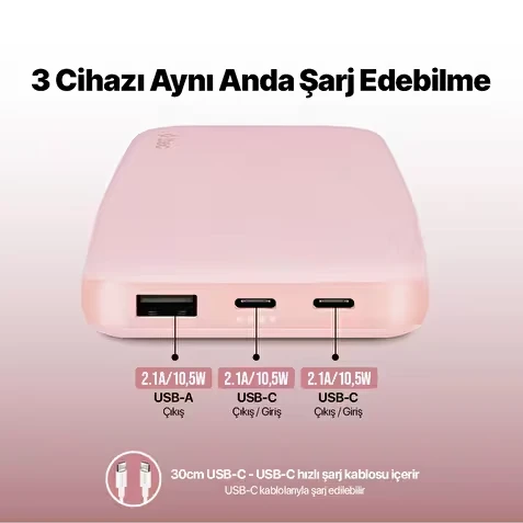 Ttec ChargeUp 2BB204TP1 Pembe 10000 mAh Powerbank - 3