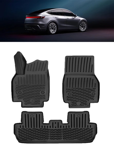 Rizline Tesla Model Y Juniper 2025 ve  Sonrası 3D Havuzlu Paspas Siyah