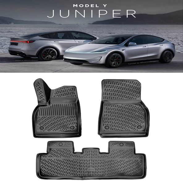 Rizline Tesla Model Y Juniper 2025 ve  Sonrası 3D Havuzlu Paspas Siyah