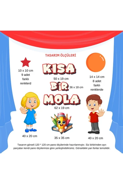 Ti PlayKarne Günü Okul Pano Süsü ( Kısa Bir Mola yazılı) Kırmızı - 2