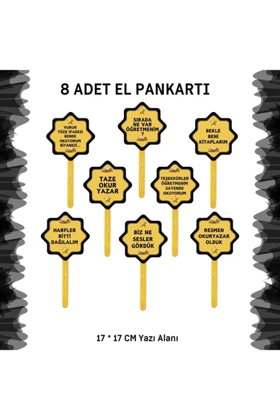 Ti PlayOkuma Bayramı Pano Süsü ( Artık okuyorum, yazıyorum yazılı)  Siyah - Sarı - 1